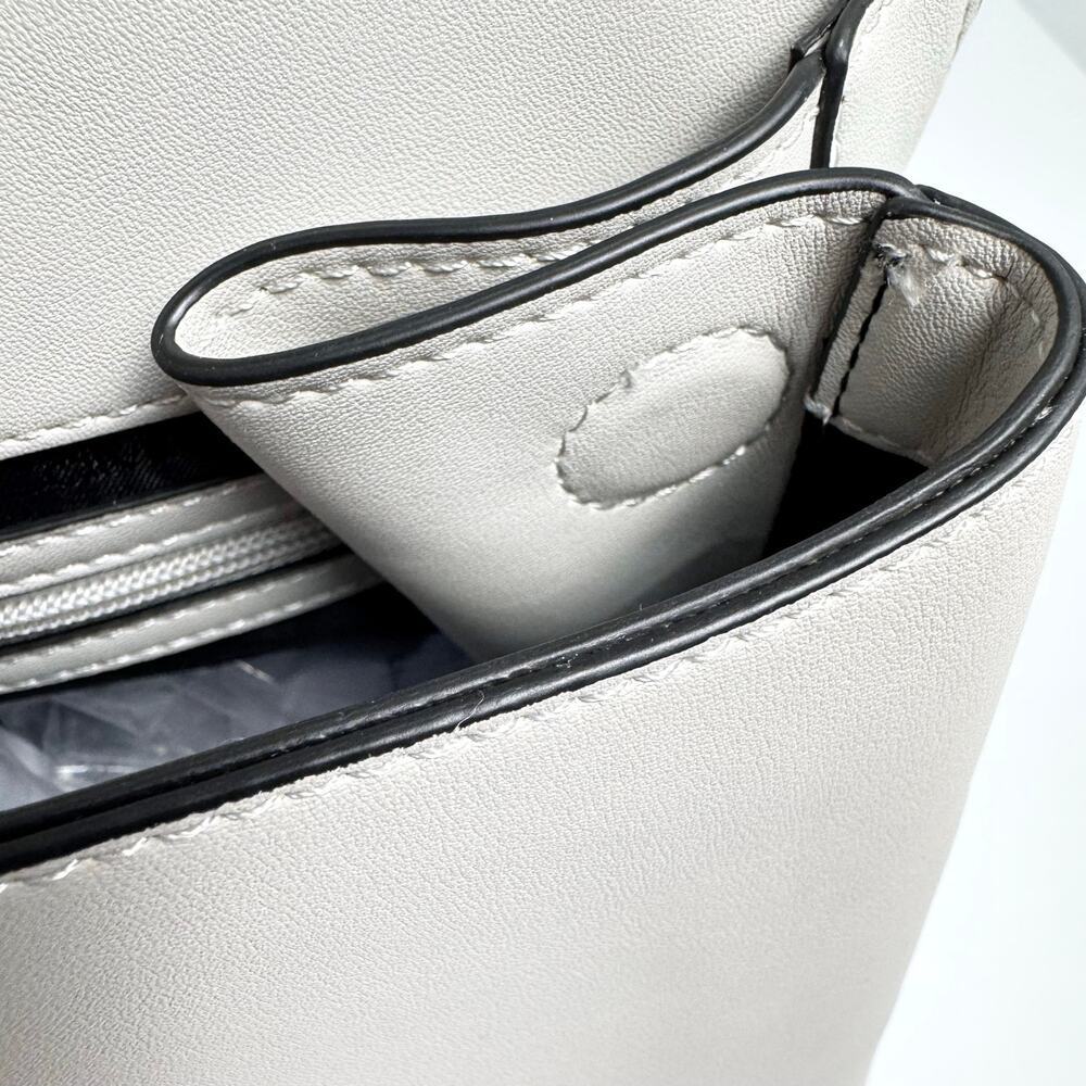 Calvin Klein Becky Turnlock Convertible Satchel Vegan Leather Dove Gray NWT - Picture 10 of 12